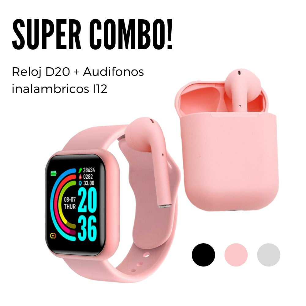Reloj Inteligente SmartWatch Combo Y68 + Audífonos i12