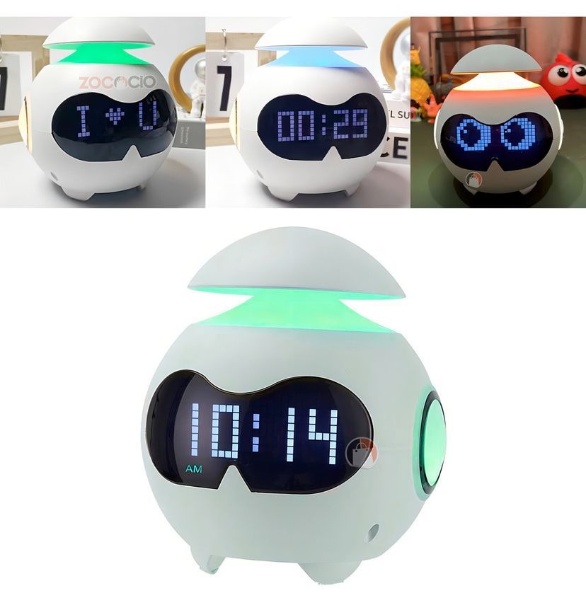 Reloj Despertador Emoji Digital con Luz LED y Parlante Bluetooth