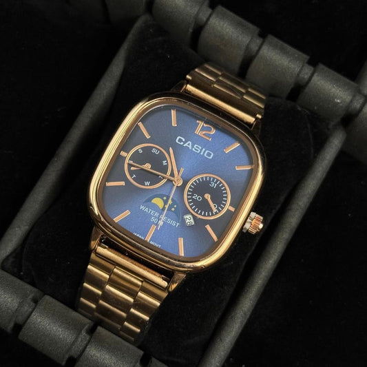 Casio MTP Dorado Tablero Azul