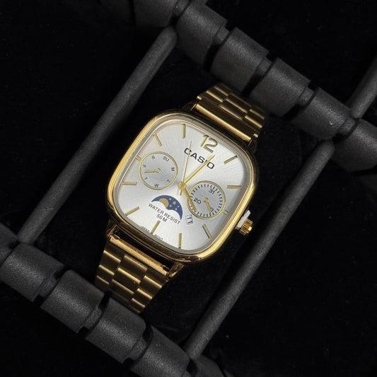 Casio MTP Dorado Tablero Plateado