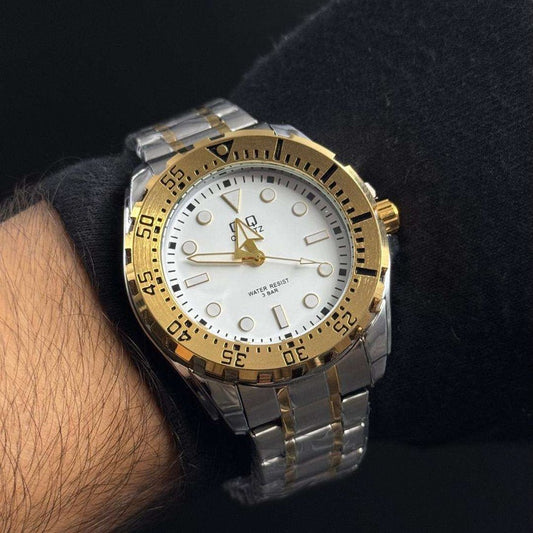 Q&Q Hombre Bazel Bicolor Tablero Blanco-Dorado